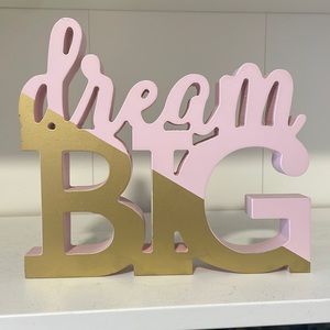 Pink/Gold “DREAM BIG” Wooden Sign